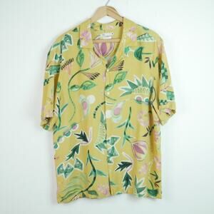 Zara XL Cabana Shirt Regular Fit Tropical Beach Vacation Surf Camp Linen Blend